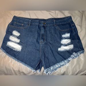 Dark wash denim shorts from the SHEIN curve collection. Size 20 (4XL)